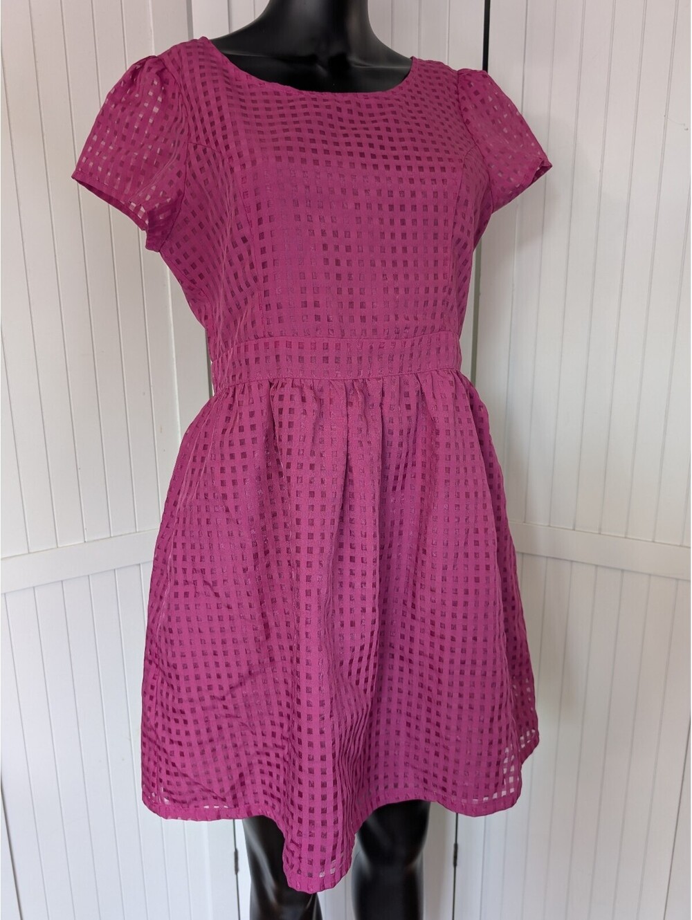 Dina Be Fuchsia Pink Cutout Fit & Flare Mini Dress Medium Exposed Zip